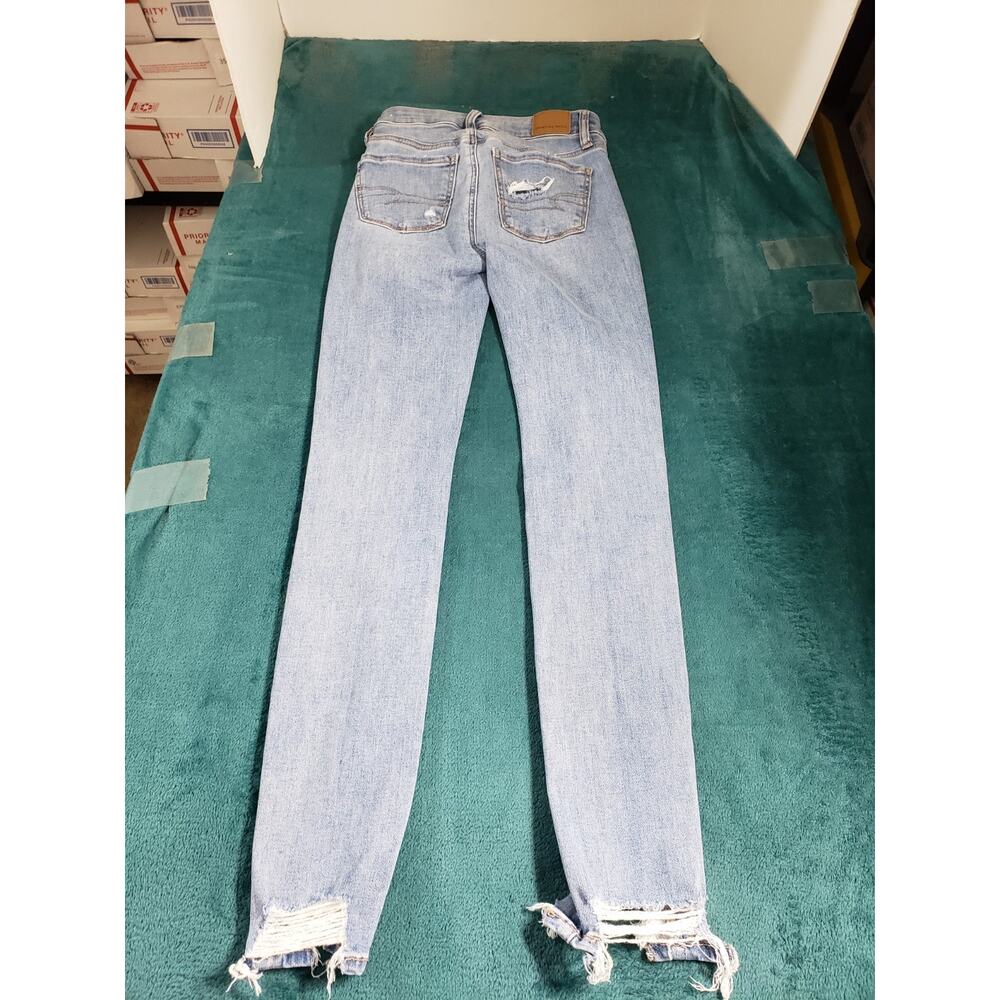 American Eagle Jeans Size 00 Womens Blue Denim Stretch Pants High Rise Jegging - Picture 12 of 14